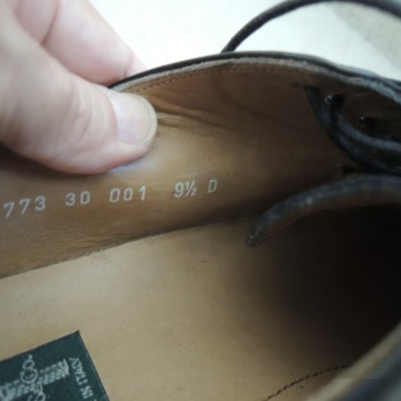 Mens Shoes Size 9 1/2 D Cable and Co Black Leather Oxford Made Italy $180 Value main image 4